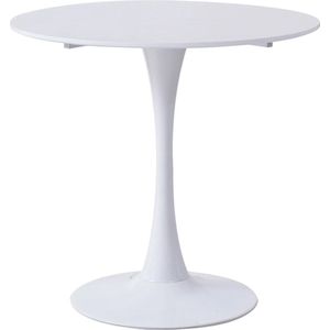 PC-Deals Wit - Ronde Tafel - 80cm - Vaste - Keuken - Eetkamer - Woonkamer - Nordic - Moderne Stijl - Meubels - Kleine Balkontafel