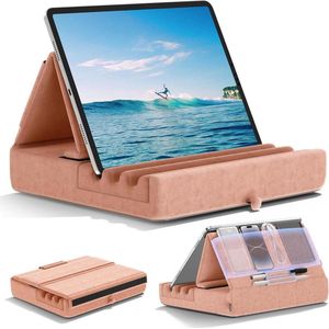 Opvouwbare Tablet Kussenhouder - iPad Stand voor Bed & Bureau - Zachte Pad Dock met Pocket - Compatibel met iPad Pro 12.9 10.5 - Galaxy Tab - E-reader