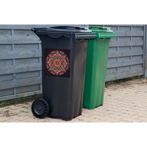 Container sticker Mandala - Bloemen - Hippie - Boho - Oranje - 40x40 cm - Kliko sticker