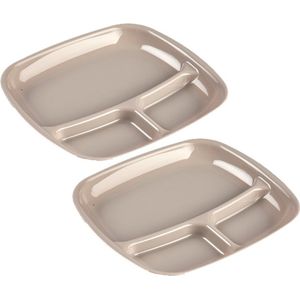 Forte Plastics - Set van 8x stuks camping/fondu/bbq kunststof borden 3-vaks