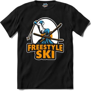 Freestyle Ski | Skiën - Bier - Winter sport - T-Shirt - Unisex - Zwart - Maat L
