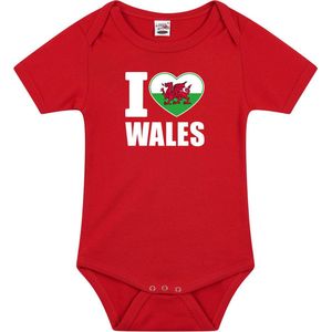 I love Wales baby rompertje rood jongens en meisjes - Kraamcadeau - Babykleding - Wales landen romper 68