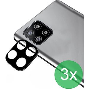 Camerascreenprotector 3x Geschikt voor Samsung Galaxy A22 5G - screen protector - glas - bescherm je camera - beschermglas - Zwart - ZT Accessoires