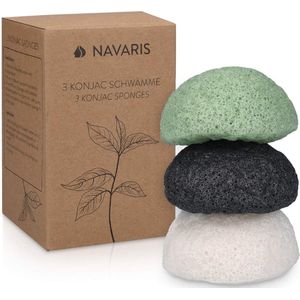 natuurlijke konjac sponzen - Set van 3 reinigingssponzen met bamboe en groen thee - Sponzen voor normale en gevoelige huid – Veganistisch