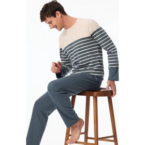 Schiesser Pyjama lange strepen jeansblauw - Casual Nightwear - Large