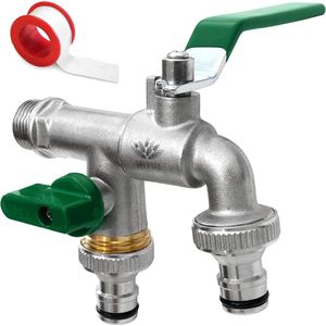 Goodivery vorstvrije buitenkraan - Roest- en Vorstbestendig - E-book - Wasmachinekraan - Buitenkraan vorstvrij - Vorstvrije gevelkraan - 1/2"" ( 21.3mm)- 2x3/4"" (26.9mm)