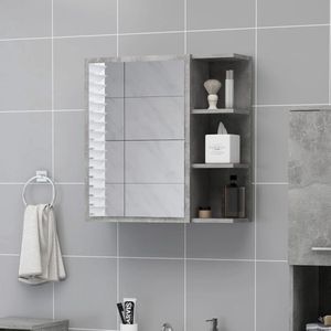 The Living Store Wandspiegelkast Betongrijs - 62.5 x 20.5 x 64 cm - Trendy en functioneel