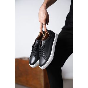 Sneakers Heren Premium Leer Zwart - Oscar&Djayds - Zwart - Echt Leer - Sneakers - Schoenen - OD 210 - maat 46