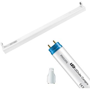 LED TL Armatuur met T8 Buis - Aigi Dybolo - 60cm Enkel - Philips - CorePro LEDtube EM 865 - 8W - Helder/Koud Wit 6500K | Vervangt 18W