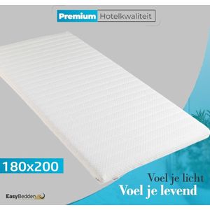 Easy Bedden Topper matras 180x200 – Topdekmatras - HR45 Koudschuim – Antibacterieel - Orthopedisch Verantwoord - 4 Seizoenen - Premium Wasbare Afritsbare Hoes - circa 7 cm dik