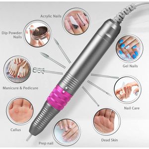 Professionele elektrische nagelfrees voor gel- en acrylnagels met 35000 omw/min en 5 opzetstukken