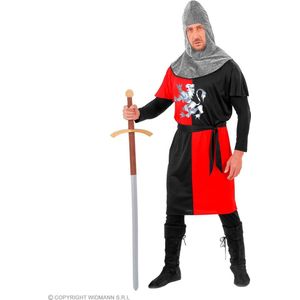 Widmann - Middeleeuwse & Renaissance Strijders Kostuum - Middeleeuwse Ridder Van Het Eerste Uur - Man - Rood, Zwart - Medium - Carnavalskleding - Verkleedkleding
