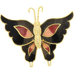 Behave® Broche vlinder zwart emaille