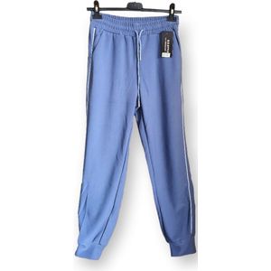 Sport broek voor dames vrouwen met zijzakken, BLAUW kleur, band aan zijkanten, stretch broek Maat S/M