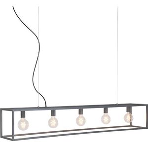 QAZQA cage - Moderne Grote hanglamp voor boven de eettafel | in eetkamer - 5 lichts - L 1500 mm - Donkergrijs - Woonkamer | Slaapkamer | Keuken