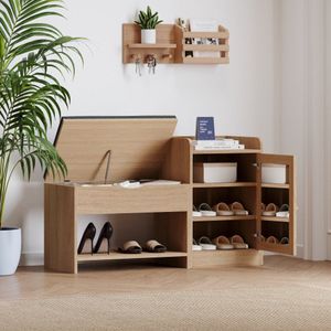 Schoenbank - Bench schoenenrek met grote opbergruimte - Schoenenkast met comfortabele zitting en schoenenspiegel - afmetingen: B100/H62.5/T38 CM