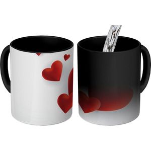 Magische Mok - Foto op Warmte Mokken - Koffiemok - Een illustratie van een pad van hartjes - Magic Mok - Beker - 350 ML - Theemok
