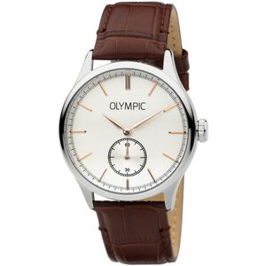 Olympic OL21HSL002 Napoli Horloge - Leer - Bruin - 42mm