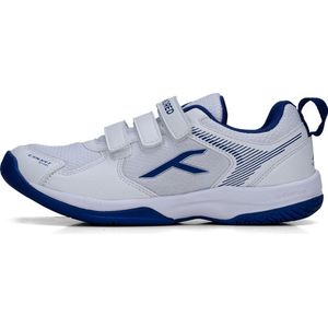 HUNDRED Court Star non-marking badmintonschoenen voor jongens (wit/marineblauw, EU 37/UK 3/US 4) | Lichtgewicht | X-kussenbescherming | Geschikt voor indoortennis/squash/tafeltennis/basketbal en padel