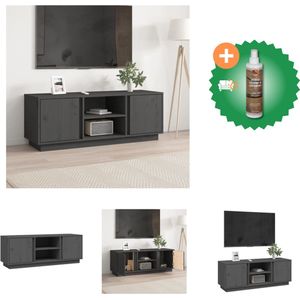 vidaXL Tv-meubel 110x35x40-5 cm massief grenenhout grijs - Kast - Inclusief Houtreiniger en verfrisser