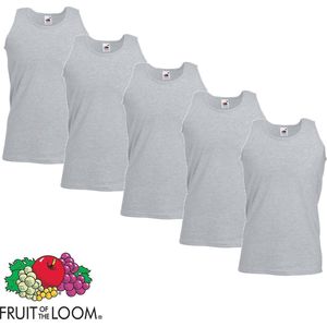 5 Pack Fruit of the Loom Valueweight Sportshirt-Onderhemd Grijs Maat XXXXXL (5XL)