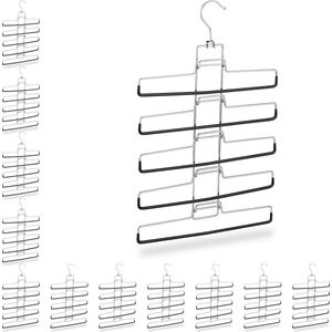 Relaxdays 12x kleerhangers ruimtebesparend - multi kledinghangers - broekhanger - metaal