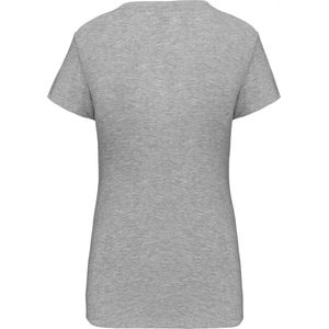 T-shirt Dames S Kariban V-hals Korte mouw Light grey heather 87% Katoen, 9% Viscose, 4% Elasthan