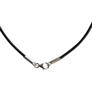 AuBor ®. Leren ketting met zilveren sluiting. Zwart. 3mm × 55cm