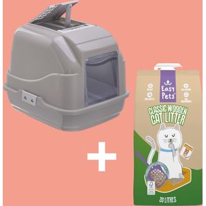 Imac - Easy Cat Kattenbak Taupe + Easypets Houtkorrels (10 liter)