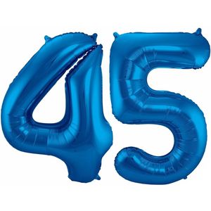 Cijfer ballonnen - Verjaardag versiering 45 jaar - 85 cm - blauw