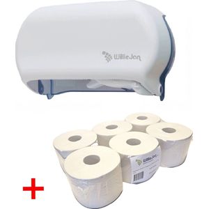 WillieJan startset Duo toiletrolhouder Wit – Toiletrolhouder + 6 x 100 meter toiletpapier