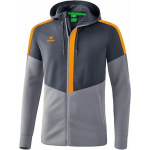 Erima Squad Trainingsjack Met Capuchon Kinderen - Slate Grey / Monument Grey / New Orange | Maat: 128