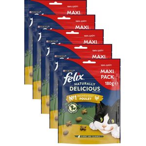 Felix Naturally Delicious - Kattensnacks - Kip & Kattenkruid - 6 x 180 g