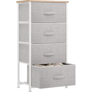 Dressoir Smal - Kast met 4 Laden van Stof - Opbergkast - Moderne Stijl - Duurzaam - Lichtgrijs