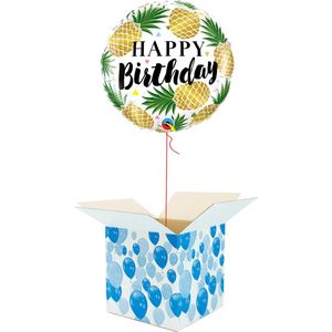 Helium Ballon Verjaardag gevuld met helium - Ananas print - Cadeauverpakking - Happy Birthday - Folieballon - Helium ballonnen verjaardag