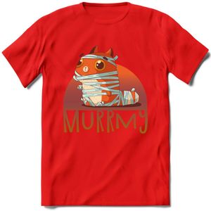 Kat murrmy T-Shirt Grappig | Dieren katten halloween Kleding Kado Heren / Dames | Animal Skateboard Cadeau shirt - Rood - L
