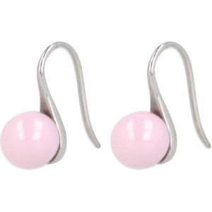 My Bendel zilveren oorhangers met roze keramieken bol - Zilveren oorbellen met roze keramieken bol - Met luxe cadeauverpakking