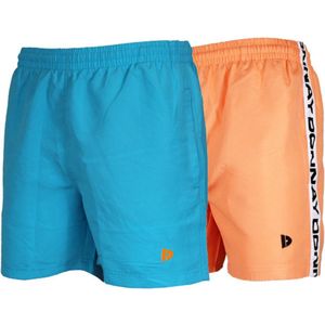 2-Pack Donnay Swimshorts (555900/555950) - Zwembroek - Heren - Sea Blue/Neon Orange - maat XXL