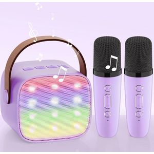 Karaokemachine met 2 microfoons - Bluetooth - Voor kinderen en volwassenen - Stemveranderende effecten en ledlampen - Feestcadeau