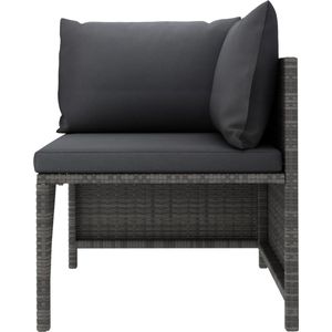 vidaXL Hoekbank - Sectioneel met Kussens - Poly Rattan - Grijs Hoekbank - Lounge Set - Buitentijm - Tuinbank - Pe Rattan
