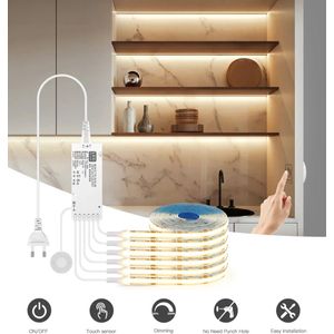 LED Strip Kast - Onderbouwverlichting - Boekenplanken Verlichting - Kastverlichting - 4 LED strips Van 2 meter - Dimbaar - Smart Touch - Warm Wit - Per 2,5cm Knipbaar - Aanraaksensor