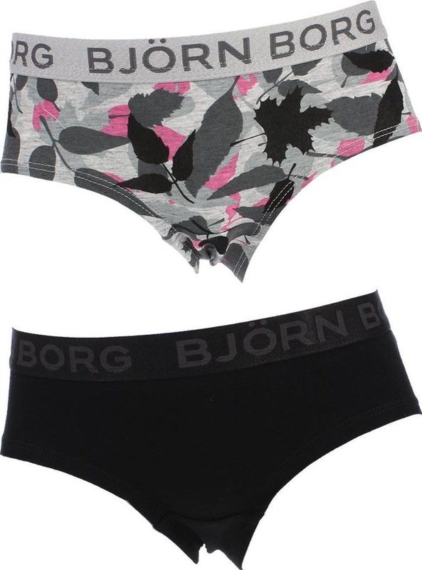 Björn Borg - Meisjes 2-pack Autumn Leaf Hipsters Grijs Melange / Zwart - 170
