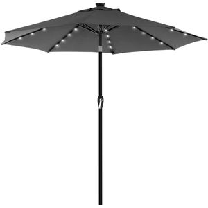 SONGMICS Tuinparasol met led-lampen op zonne-energie, zonnescherm, zonnescherm, UPF50+, salarisbescherming, kantelbaar, met zwengel, zonder sokkel