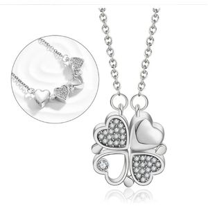 Swarovski Klavertje Vier Hartjes Ketting - Sieradendoos - Geschenkset vrouwen - Cadeau voor vrouw - Verjaardag Cadeau vrouw - Geschenkdoos - Juwelen - Valentijn cadeautje voor haar - Giftset vrouw - Kerstcadeau - Cadeaudoos - Kado