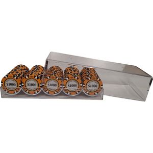 Poker - Poker bakje Waarde 1000 - Pokerset - Poker fiches - Fiches - Poker chips - Poker set - Casino - Casino chips - Fiches met waarde- Cave & Garden