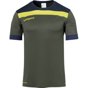 Uhlsport Offense 23 Shirt Korte Mouw Kinderen - Olijf / Marine / Fluogeel | Maat: 152