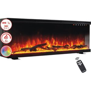 Elektrische 3-in-1 haard met panoramaweergave en 3D-vlameffect - 12 vlamkleuren en afstandsbediening