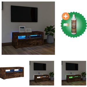 vidaXL Tv-meubel met LED-verlichting 90x35x40 cm gerookt eikenkleurig - Kast - Inclusief Houtreiniger en verfrisser
