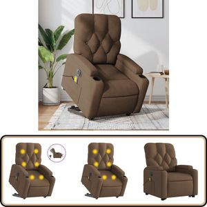 vidaXL Sta-op-massagestoel - Elektrisch Verstelbaar - Bruin Elektrische Massagerstoel - Sta Op Stoel - Ergonomische Stoel - Relaxfauteuil - Lounge Stoel