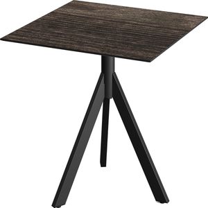 Essentials Infinity Tripod Terrastafel Zwart Frame + Riverwashed Wood HPL 70x70 cm - 140011477 - Horeca & Professioneel